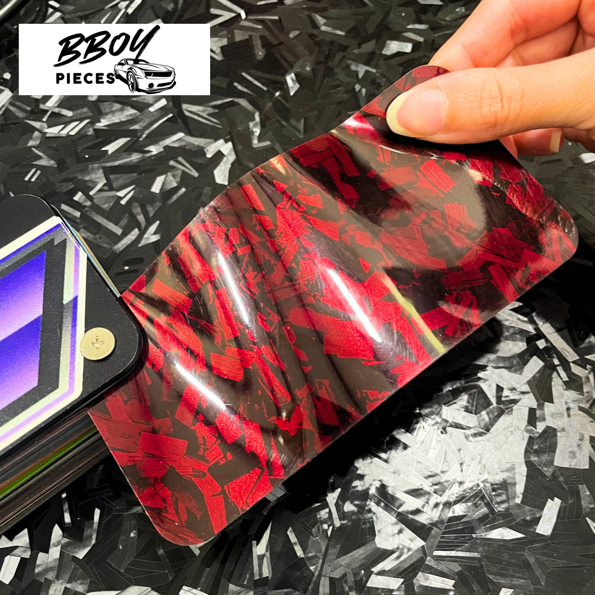 Red Forged Carbon Fiber - BBOY Pieces Vinyl Wrap Material (Price does NOT include installation.)