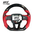 BBOY Pieces — Dodge 2015+ LED Forged Carbon Fiber with Red Flakes and Red Leather Steering Wheel