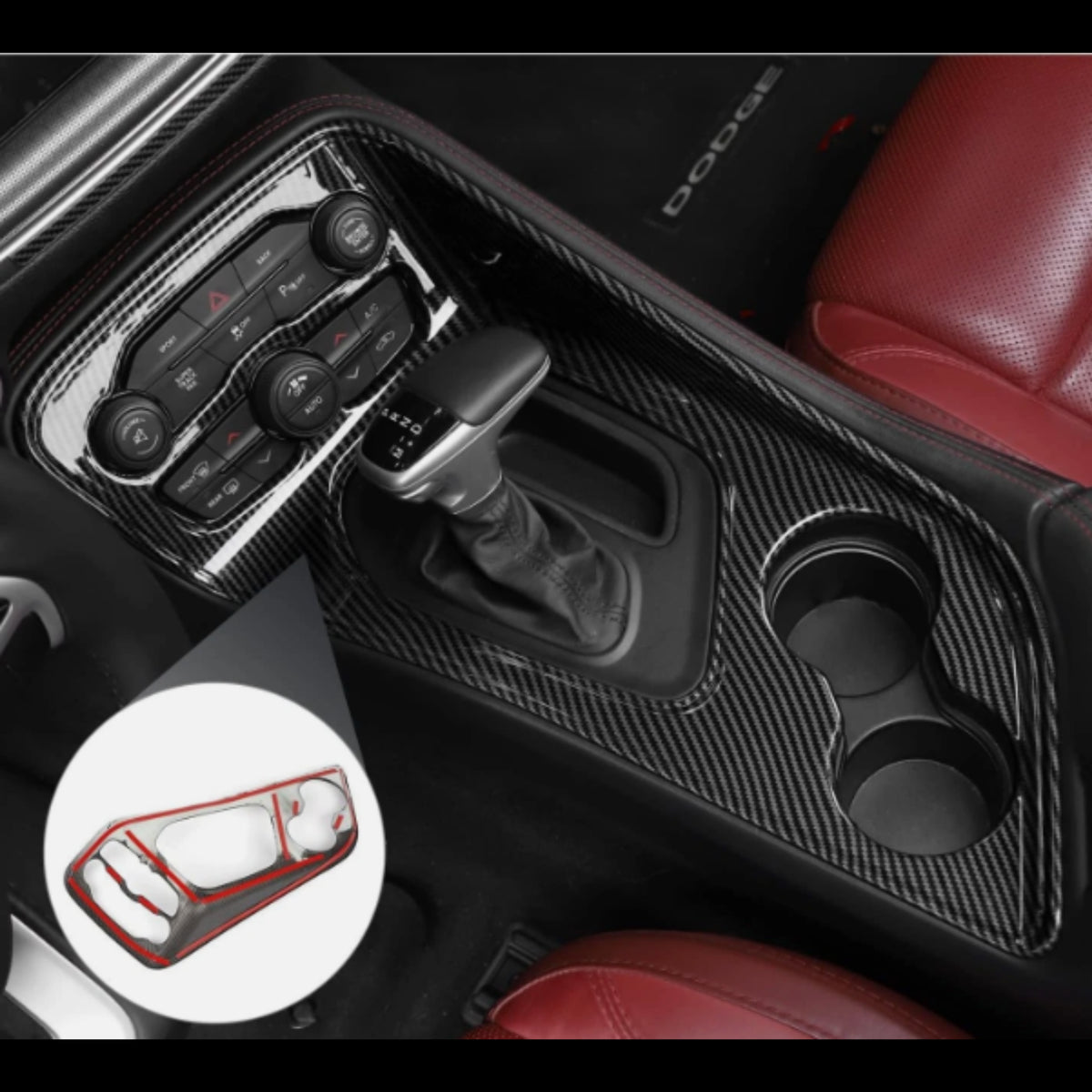 Dodge Challenger 2015+ Carbon Fiber Look - Center Console Shift Panel Trim Piece Cover