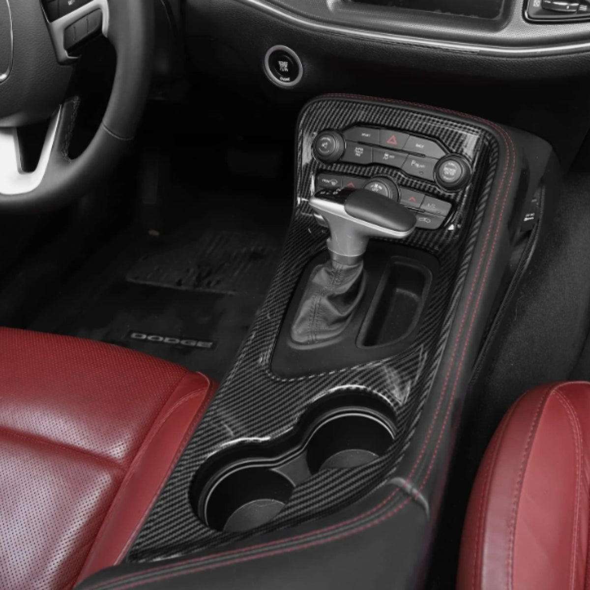 Dodge Challenger 2015+ Carbon Fiber Look - Center Console Shift Panel Trim Piece Cover