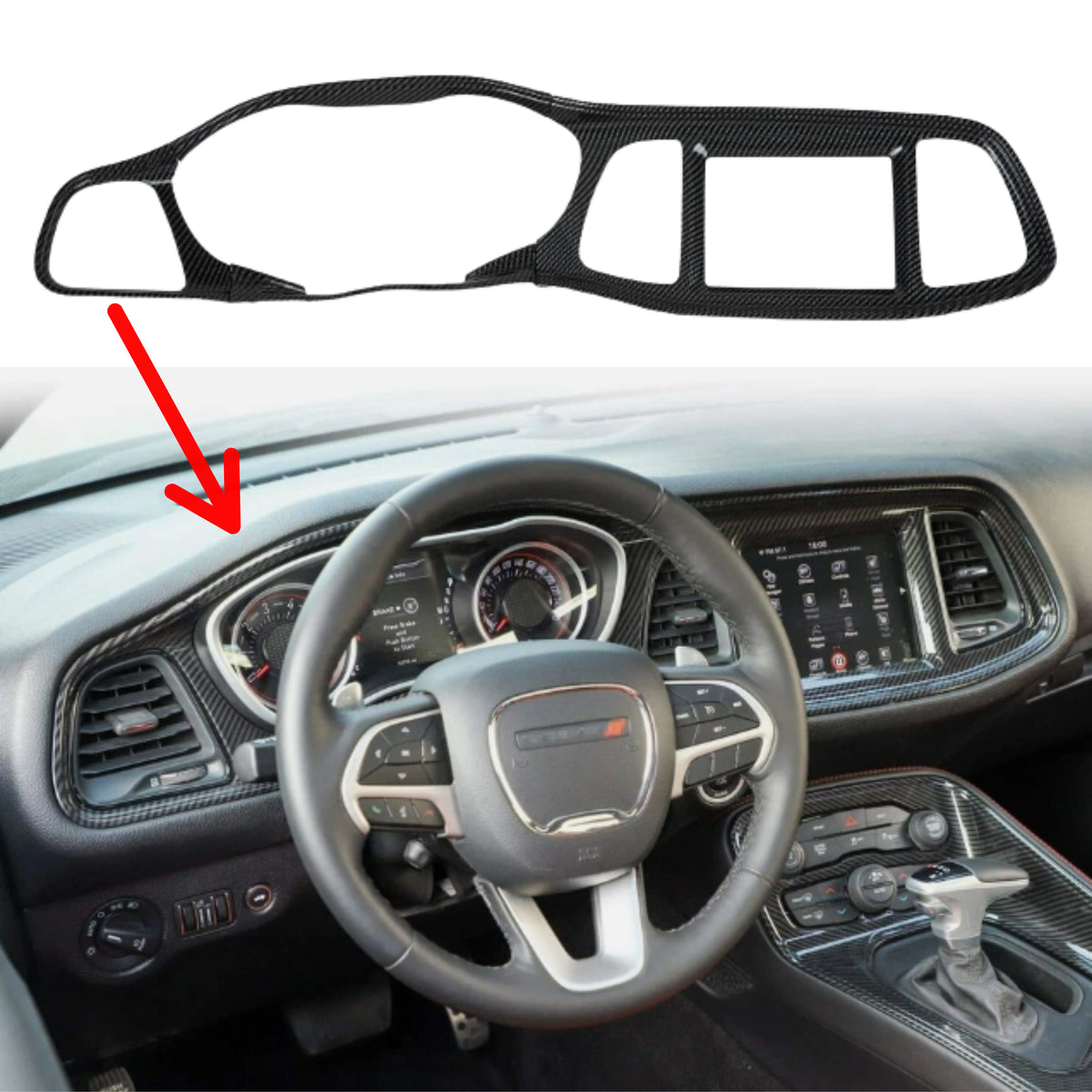 Dodge Challenger 2015+ Carbon Fiber Look - Shifter Cover Pieces