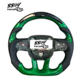 BBOY Pieces — Dodge 2015+ LED Green Carbon Fiber with Black Leather Steering Wheel