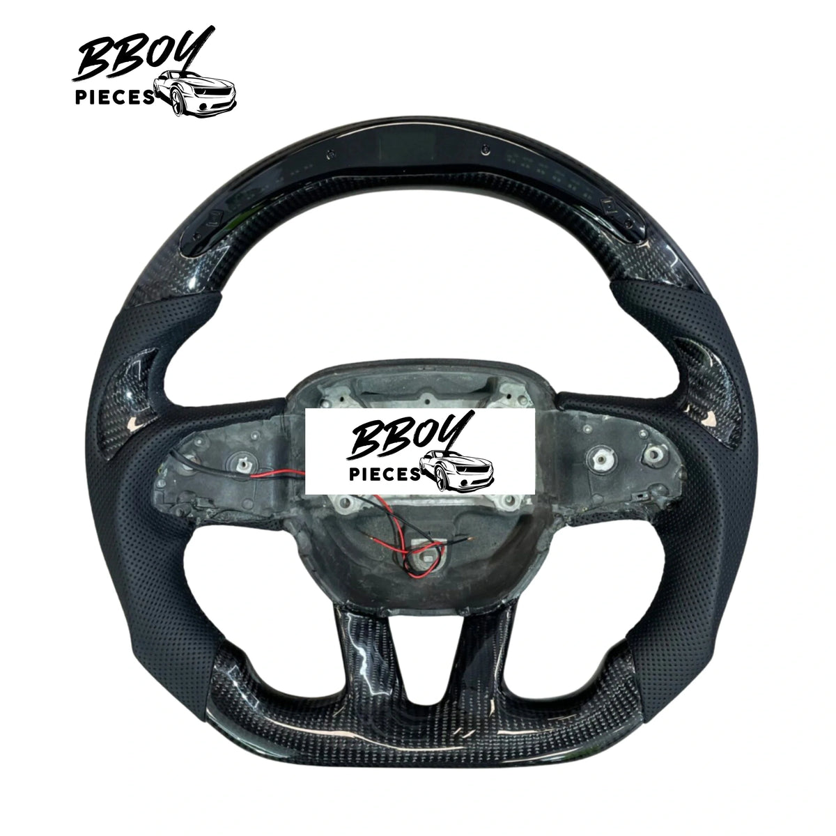 BBOY Pieces — Dodge 2015+ LED Black Carbon Fiber with Black Leather Steering Wheel Black on Black