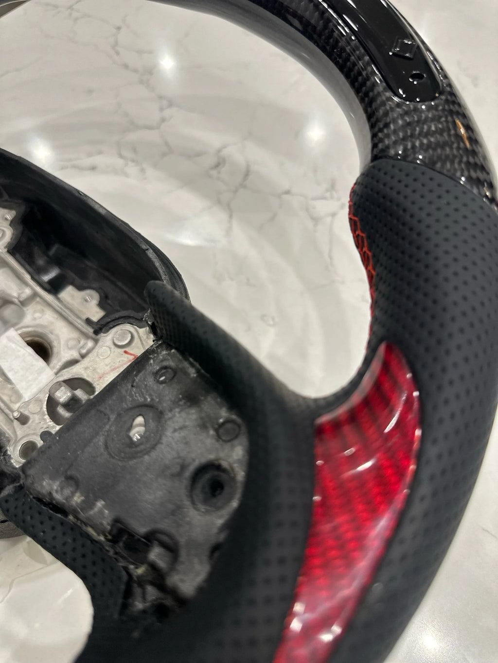 Red carbon led steering wheel