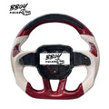 BBOY Pieces — Dodge 2015+ LED Red Carbon Fiber with White Leather Steering Wheel