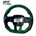 Dodge 2015+ NO LED Green Carbon Fiber with Stripe Steering Wheel — BBOY Pieces