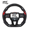 BBOY Pieces — Dodge 2015+ LED Carbon Fiber with Black Leather and Red In Lays Steering Wheel