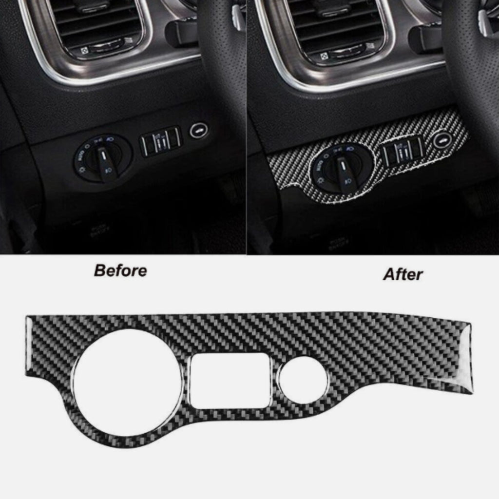 Dodge Charger 2015+ Carbon Fiber Look - Light Knob Area Bezel Cover Piece