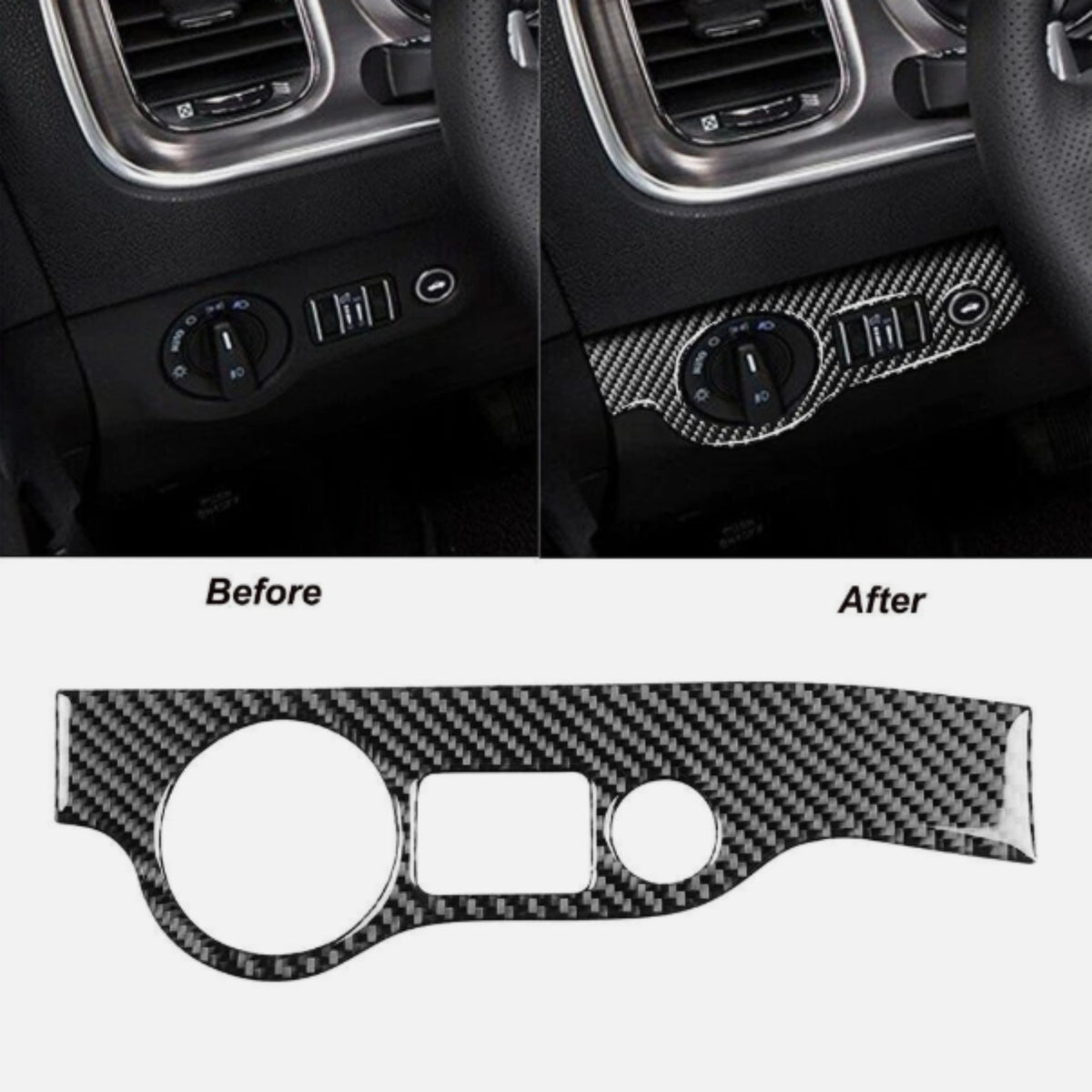 Dodge Charger 2015+ Carbon Fiber Look - Light Knob Area Bezel Cover Piece