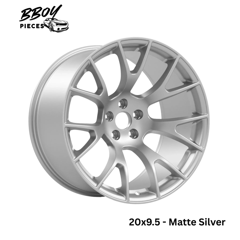 BBOY Pieces — Original Hellcat Style Widebody Matte Silver Wheel Rims (20″x11″, -2.5 Offset, 5×115 Bolt Pattern, 71.6 mm Hub