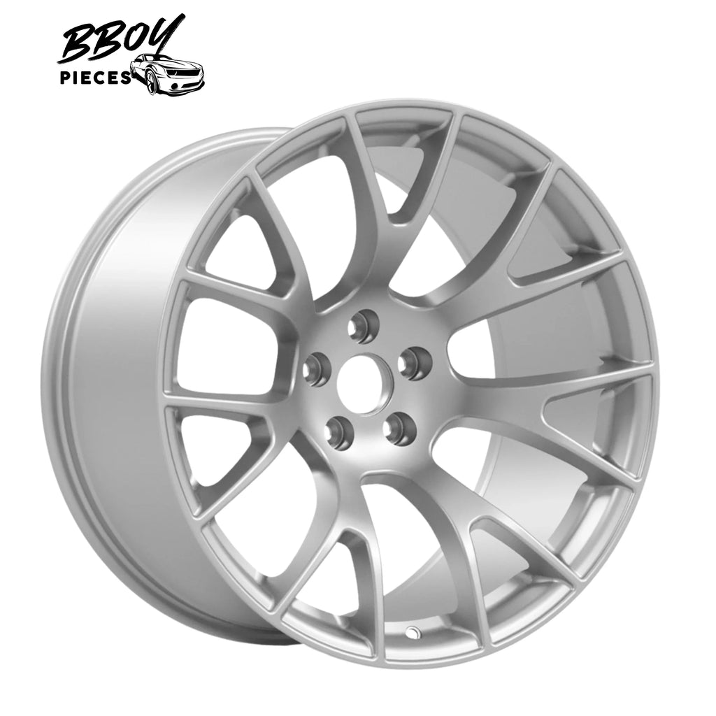 BBOY Pieces — Original Hellcat Style Widebody Matte Silver Wheel Rims (20″x11″, -2.5 Offset, 5×115 Bolt Pattern, 71.6 mm Hub