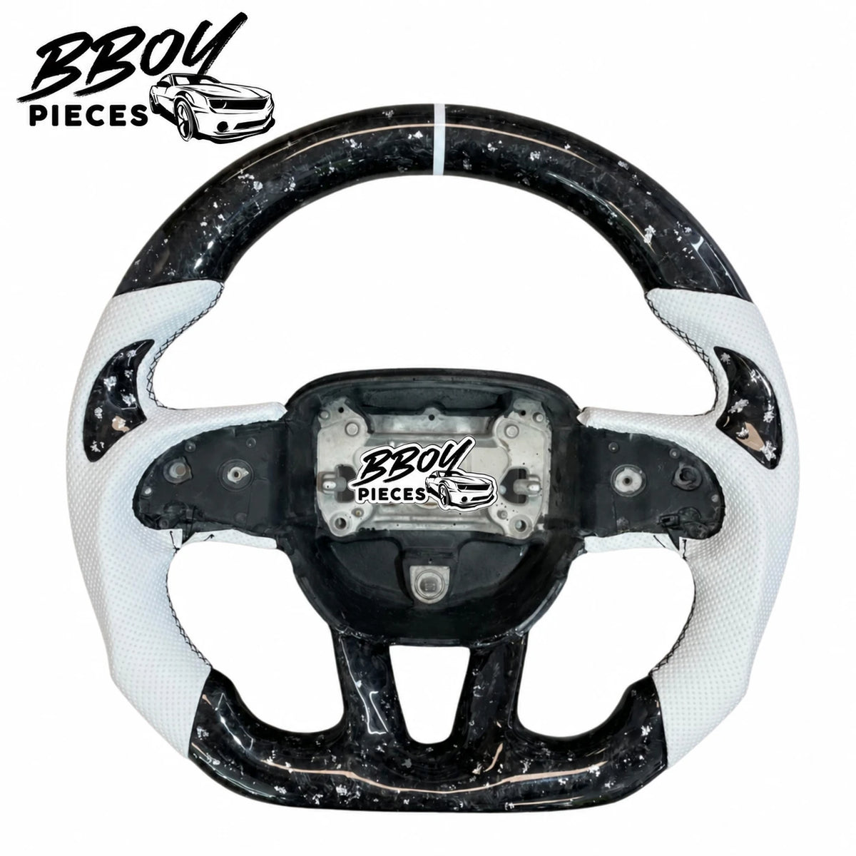BBOY Pieces white leather forged carbon steering wheel