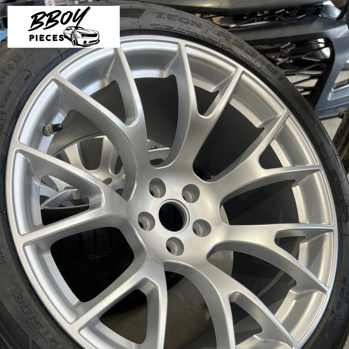 BBOY Pieces — Original Hellcat Style Widebody Matte Silver Wheel Rims (20″x11″, -2.5 Offset, 5×115 Bolt Pattern, 71.6 mm Hub