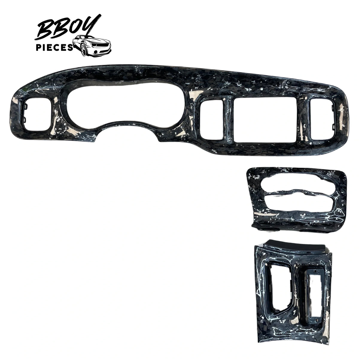 BBOY Pieces — Charger 2015-23 Forged Carbon Fiber White Flakes Interior Trim Full Replacements