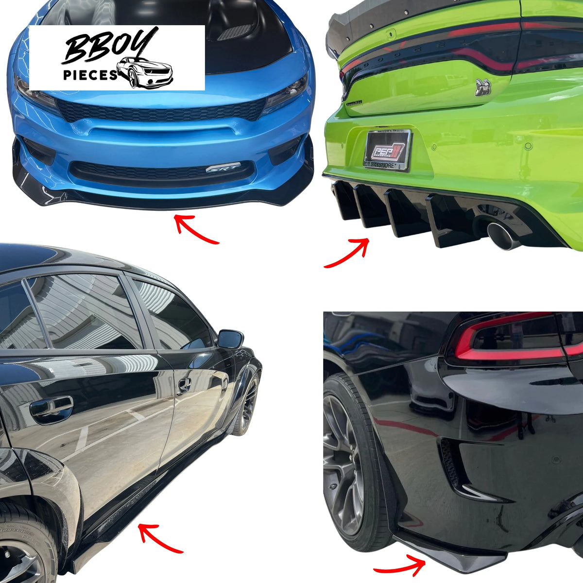 BBOY Pieces — 15-23 Dodge Charger Wide Body Full Kit: Front Lip, Side Skirts, Rear Diffuser, Aprons