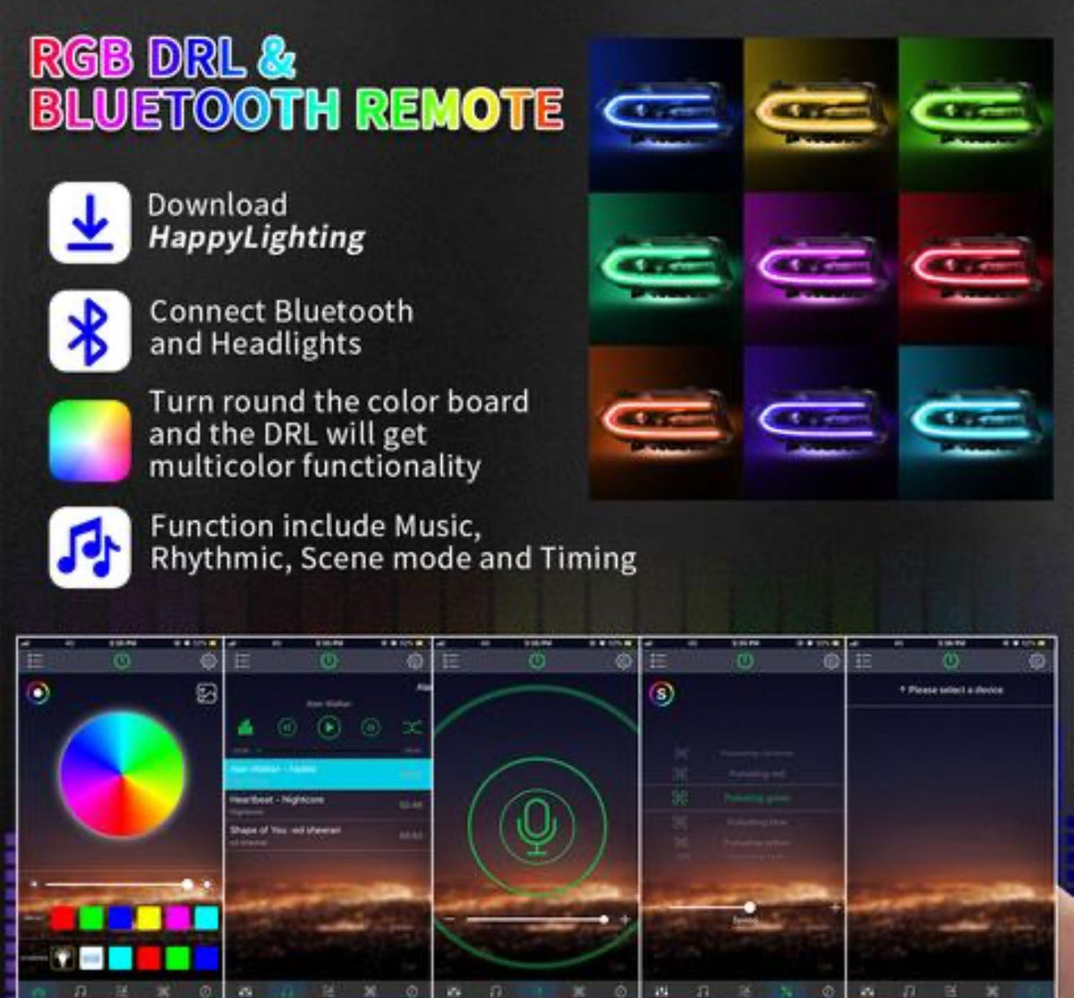 Charger RGB Solid Color Headlight Assemblies