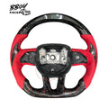 BBOY Pieces — Dodge 2015+ LED Forged Carbon Fiber Red Suede with Red Flakes Steering Wheel