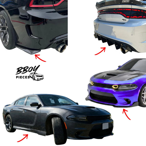 BBOY Pieces — 15-23 Dodge Charger Slim Body Full Kit: Front Lip, Side Skirts, Rear Diffuser, Aprons