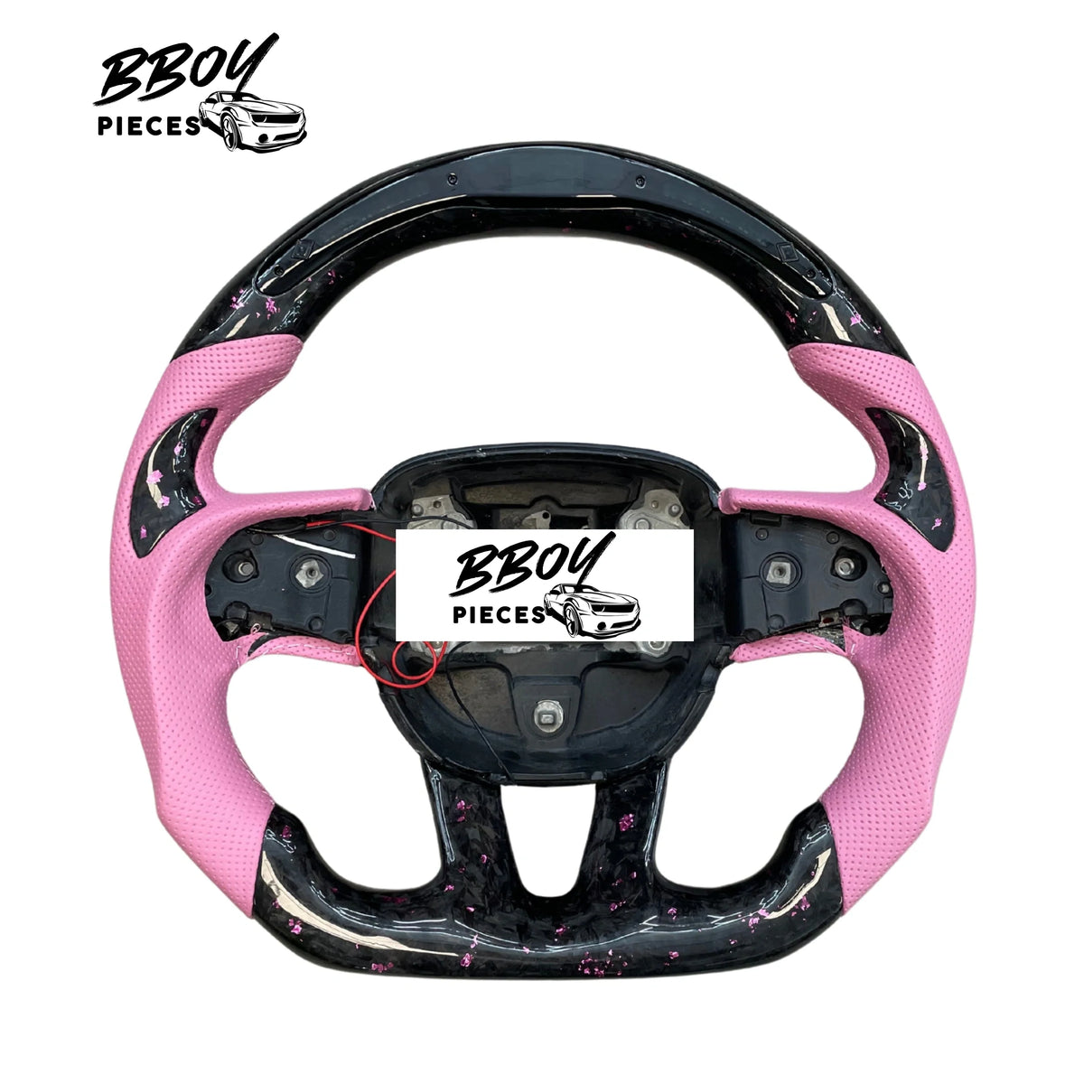 BBOY Pieces — Dodge 2015+ LED Forged Carbon Fiber Pink Flakes with Pink Leather Steering Wheel