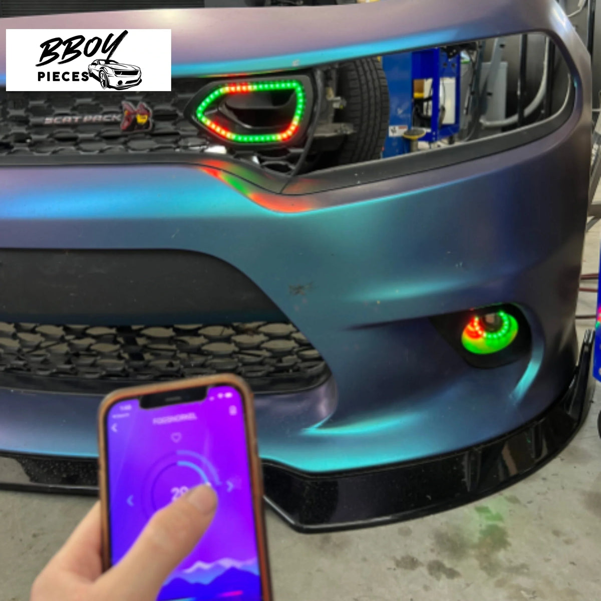 BBOY Pieces — Dodge Charger RGB Led Snorkel Inserts-Bluetooth solid Color + Flow