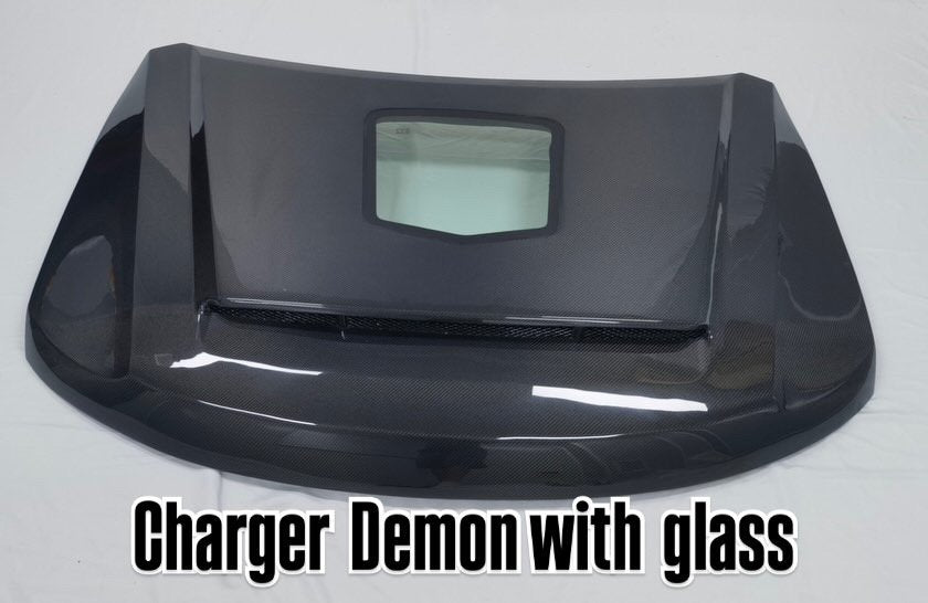 Carbon fiber hood with glass