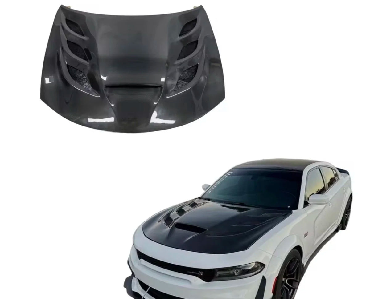 CHARGER 2015-2023 CARBON FIBER VIPER/TERMINATOR STYLE HOOD