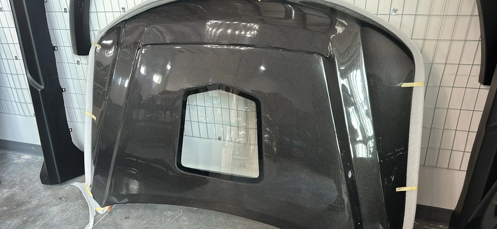 Trackhawk carbon fiber demon hood w/glass insert