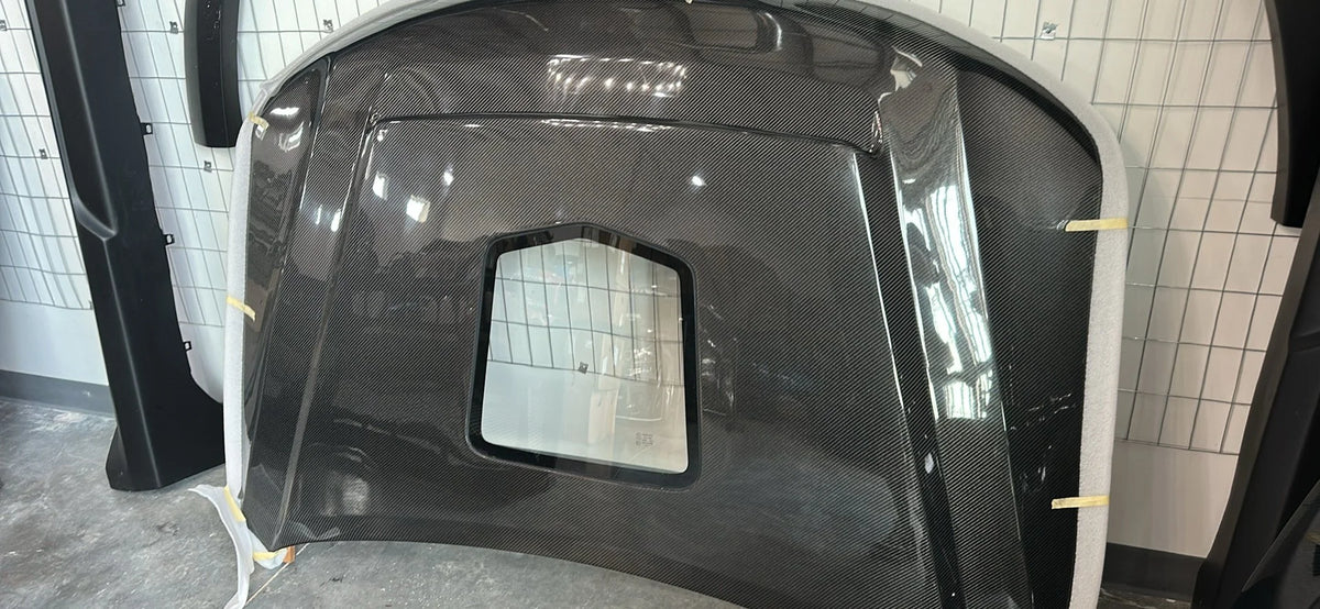 Trackhawk carbon fiber demon hood w/glass insert
