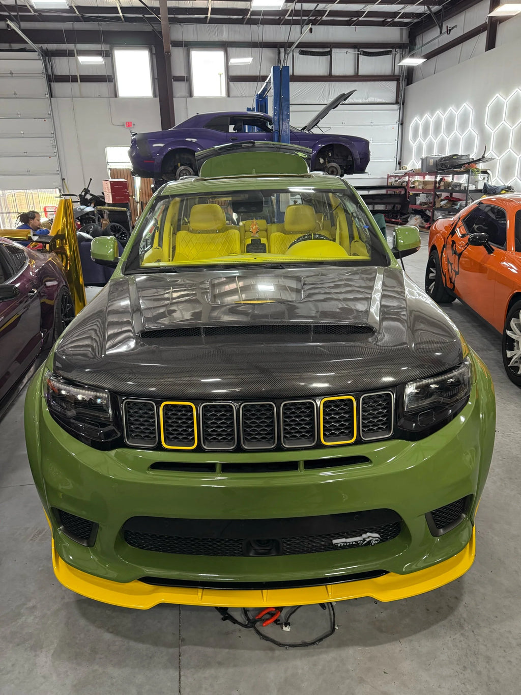 Jeep Grand Cherokee Redeye Style Carbon Fiber Hood with Glass Cutout (Pickup Only)