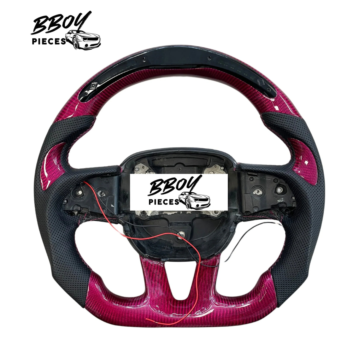 BBOY Pieces — Dodge 2015+ LED Pink Magenta Carbon Fiber Black Leather Steering Wheel