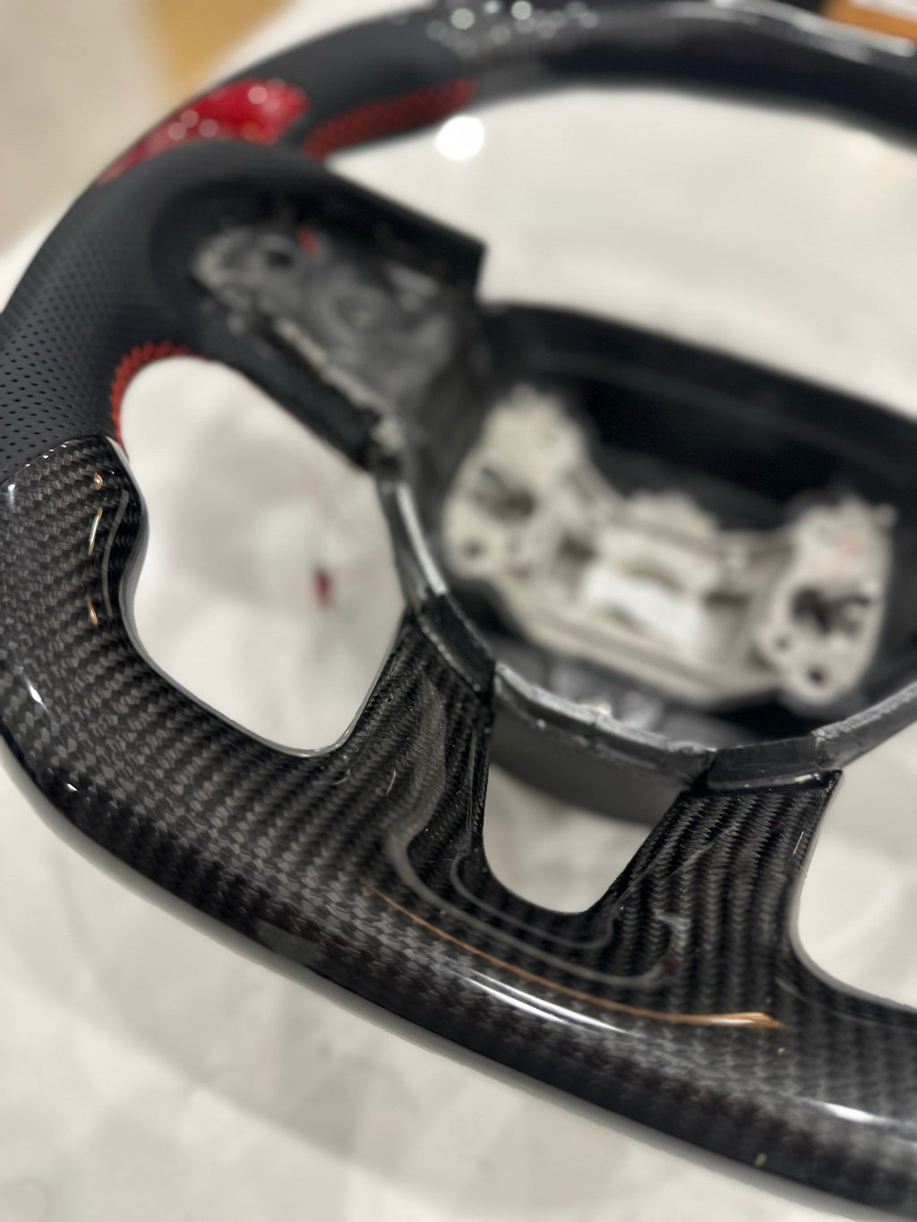 Red carbon led steering wheel