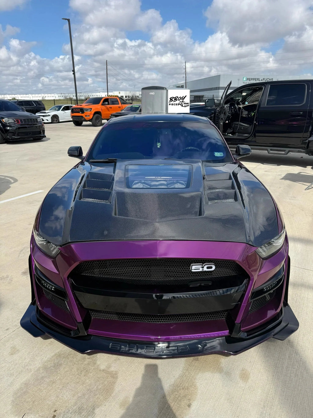 Mustang Carbon Fiber Viper / Terminator Style Hood With Glass (Pickup Only) — BBOY Pieces
