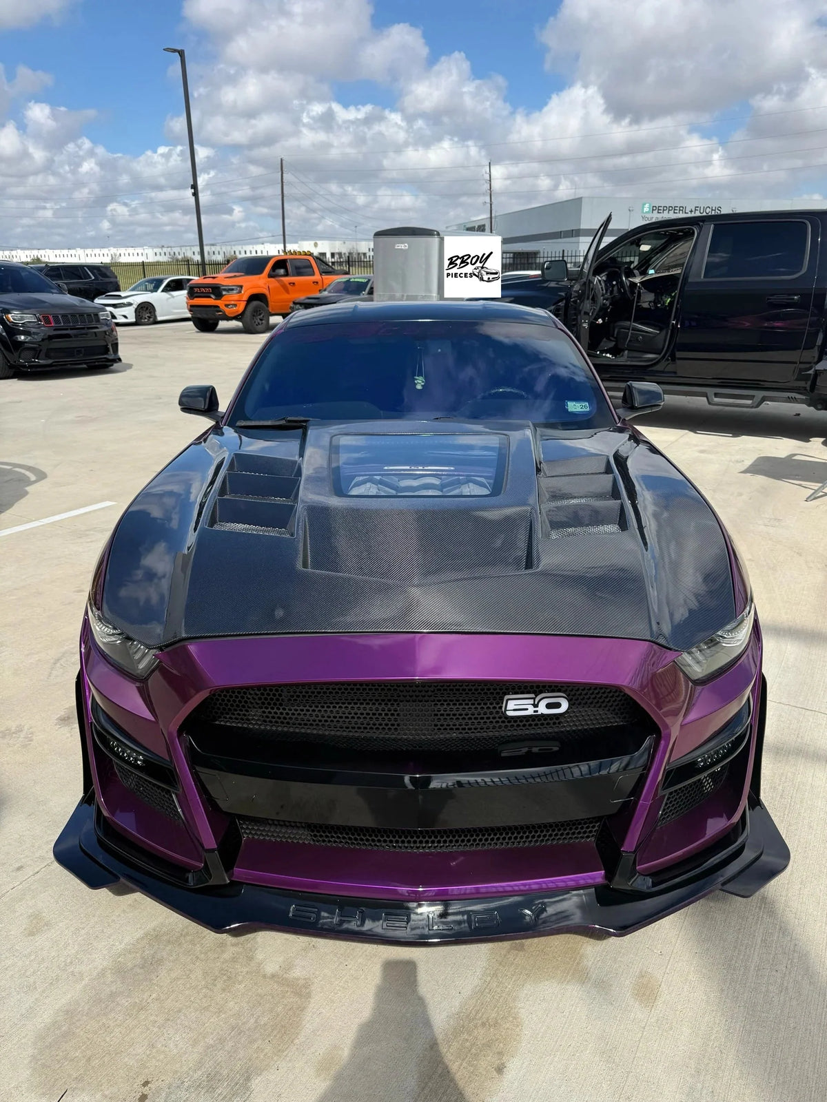 Mustang Carbon Fiber Viper / Terminator Style Hood With Glass (Pickup Only) — BBOY Pieces