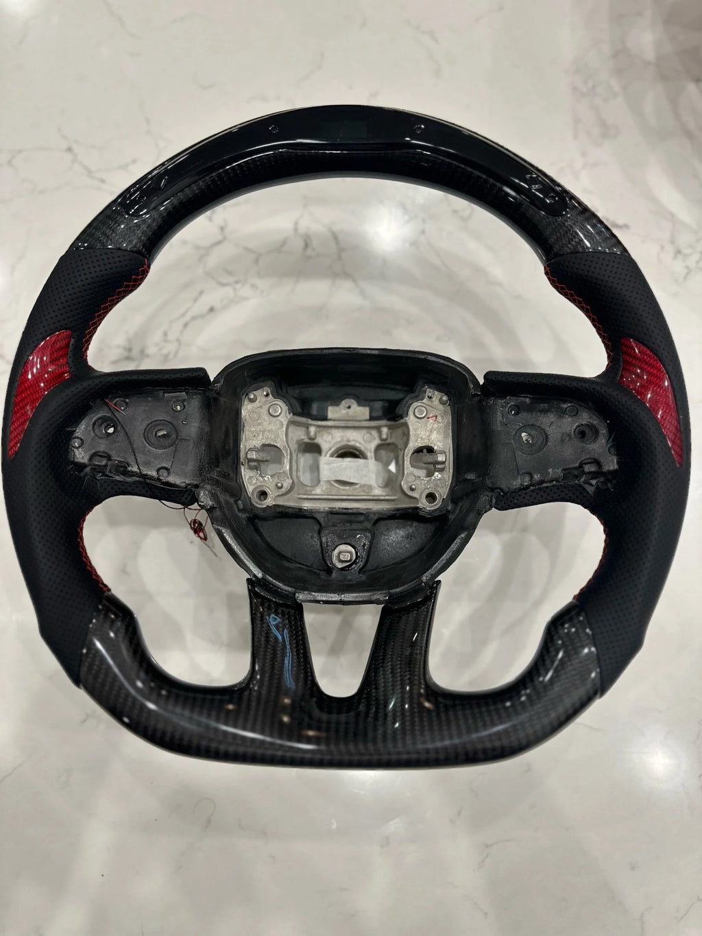 Red carbon led steering wheel