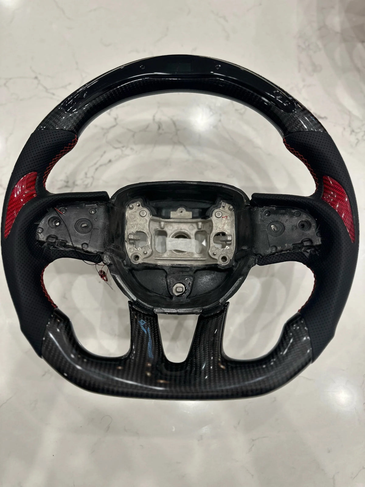 Red carbon led steering wheel