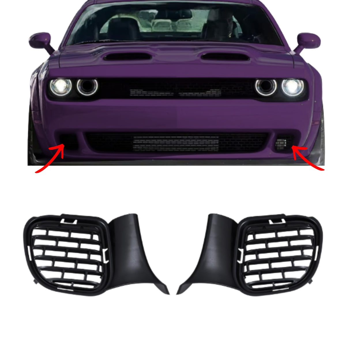 Challenger Lower 2 Small Grille Bezels for Hellcat