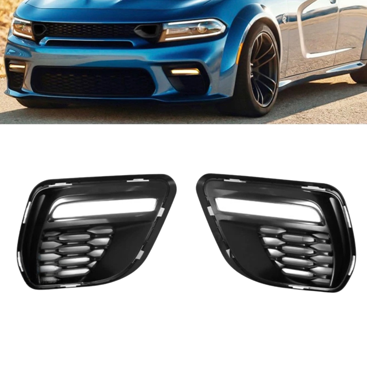 Charger Wide Body Front Bumper Grill Pieces with Fog Lights