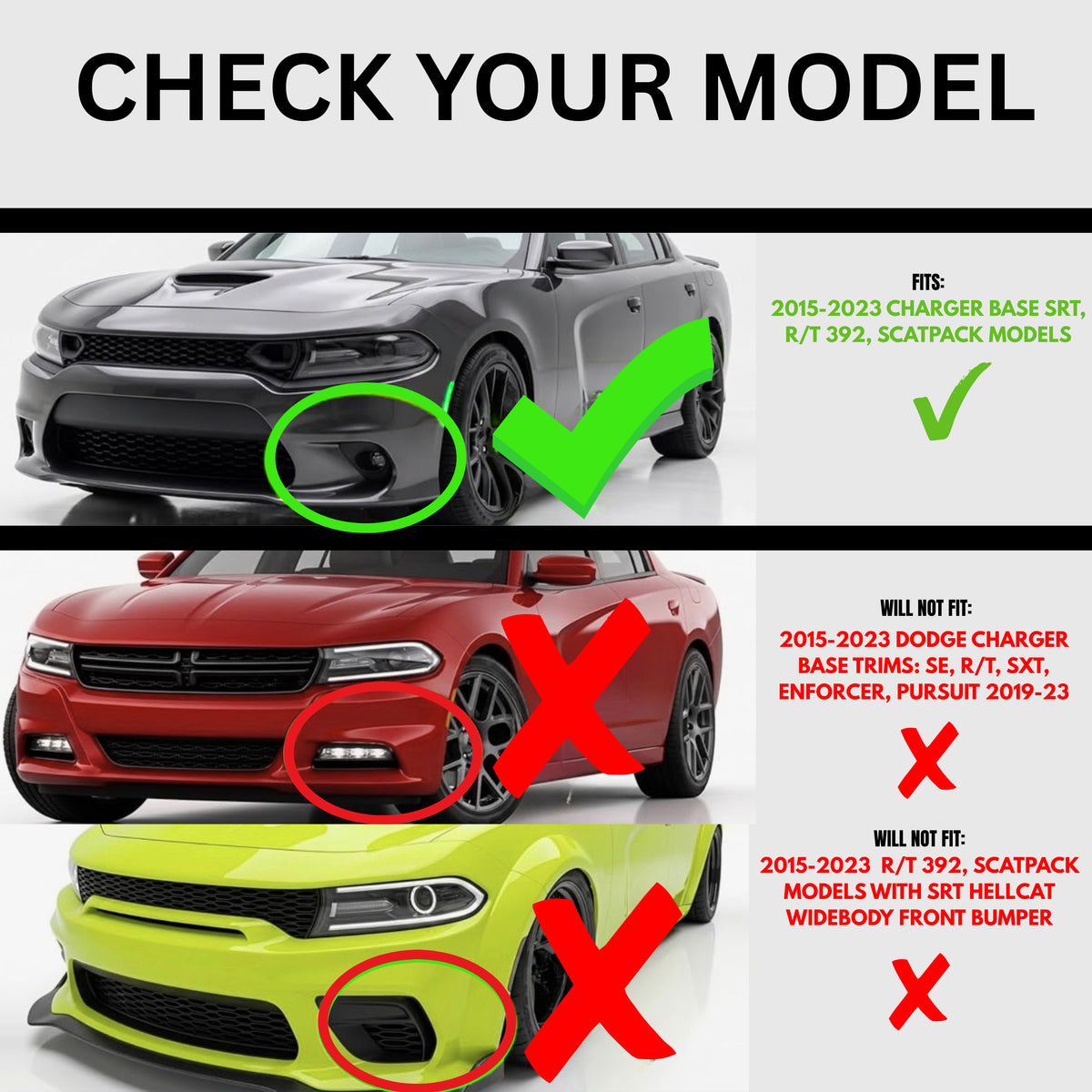 15-23 Dodge Charger Slim Body Full Kit: Front Lip, Side Skirts, Rear Diffuser, Aprons