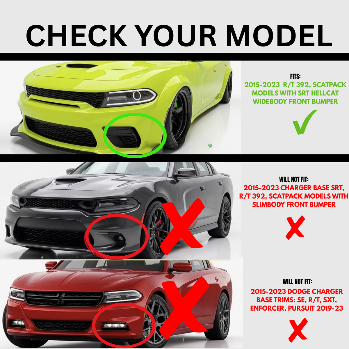 Yellow Lip guard protector for Charger Wide Body