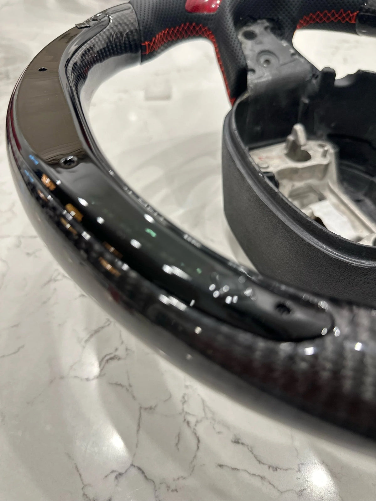 Red carbon led steering wheel