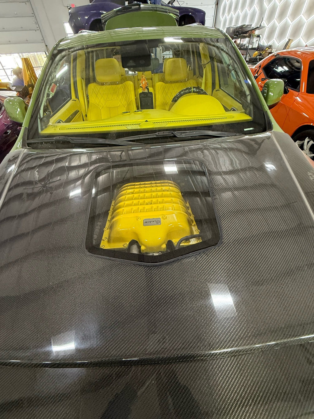 Jeep Grand Cherokee Redeye Style Carbon Fiber Hood with Glass Cutout (Pickup Only)