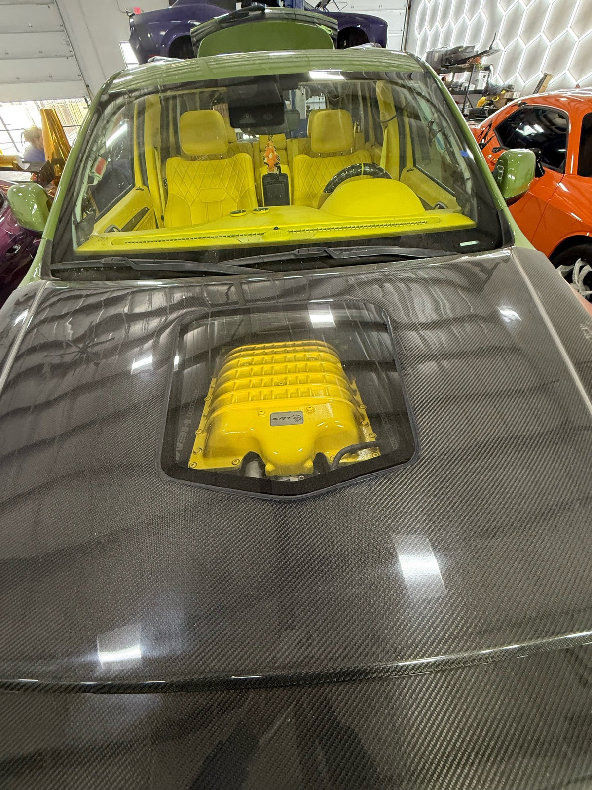 Jeep Grand Cherokee Redeye Style Carbon Fiber Hood with Glass Cutout (Pickup Only)