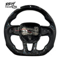 BBOY Pieces — Dodge 2015+ LED Forged Carbon Fiber Blue Flakes with Black Leather Steering Wheel