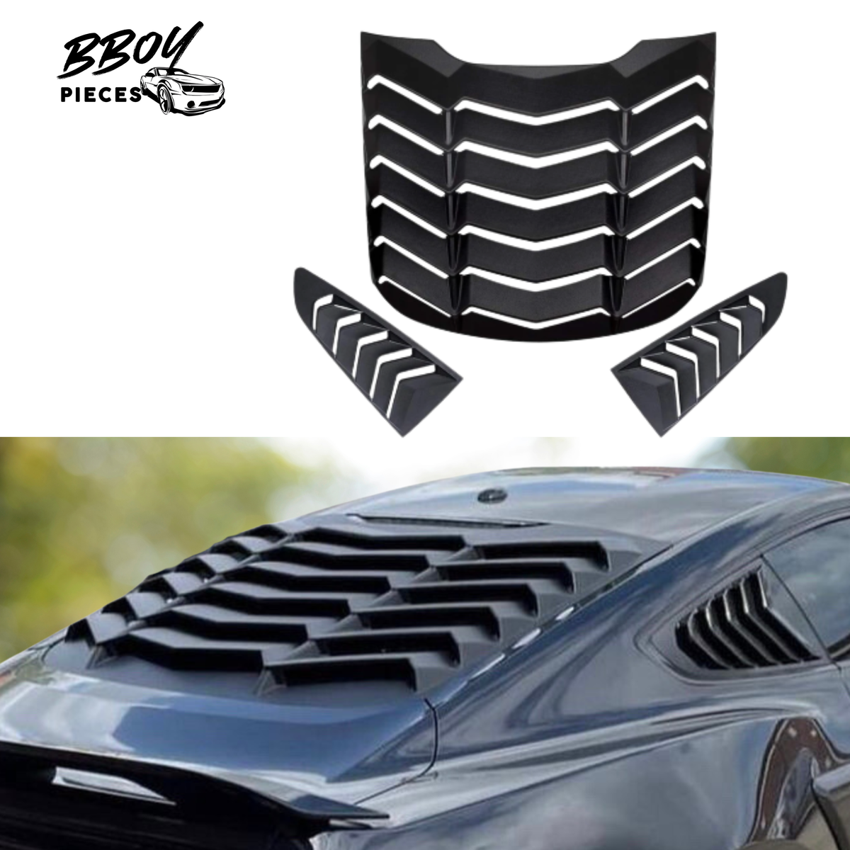 Mustang 2015-23 Rear Windshield and Side Window Louvers — BBOY Pieces