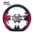 Mustang 2018-23 LED Forged Carbon Fiber Steering Wheel with Red Flakes Red Leather Grip — BBOY Pieces
