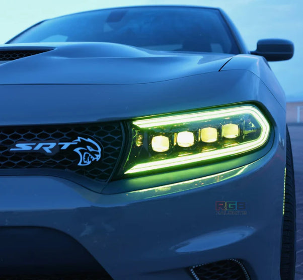Dodge Charger: V3 RGB Multicolor Flow Series NOVA Headlights + Demon Eyes (2015–2023)