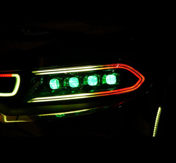 Dodge Charger: V3 RGB Multicolor Flow Series NOVA Headlights + Demon Eyes (2015–2023)