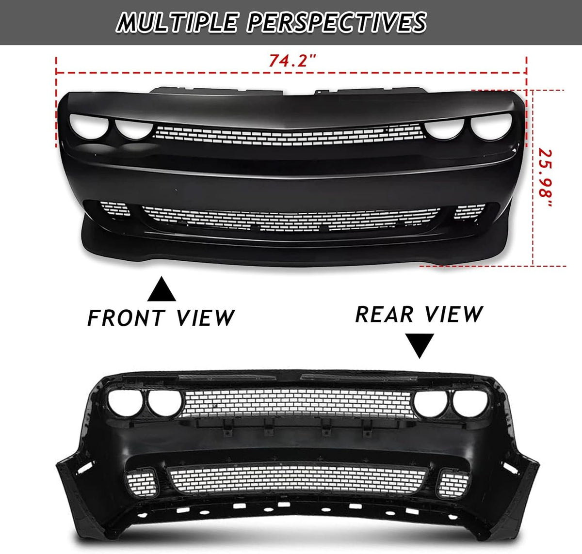 Challenger Hellcat style front bumper assembly 2015-2023