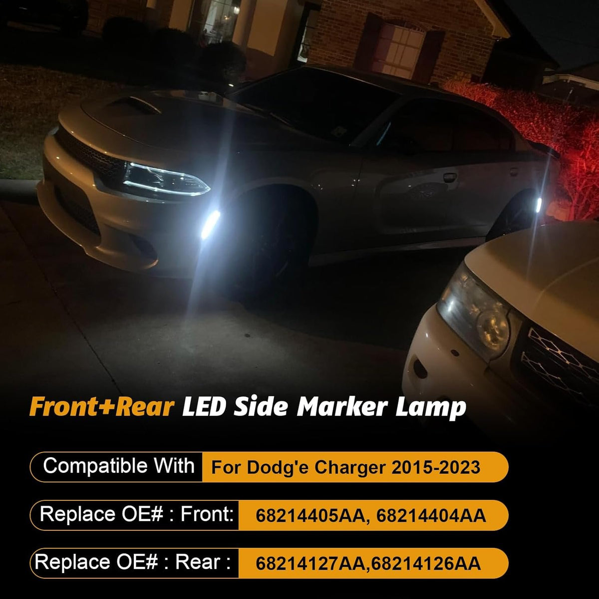 White LED Side Marker Lights for 2015-2023 Dodge Charger