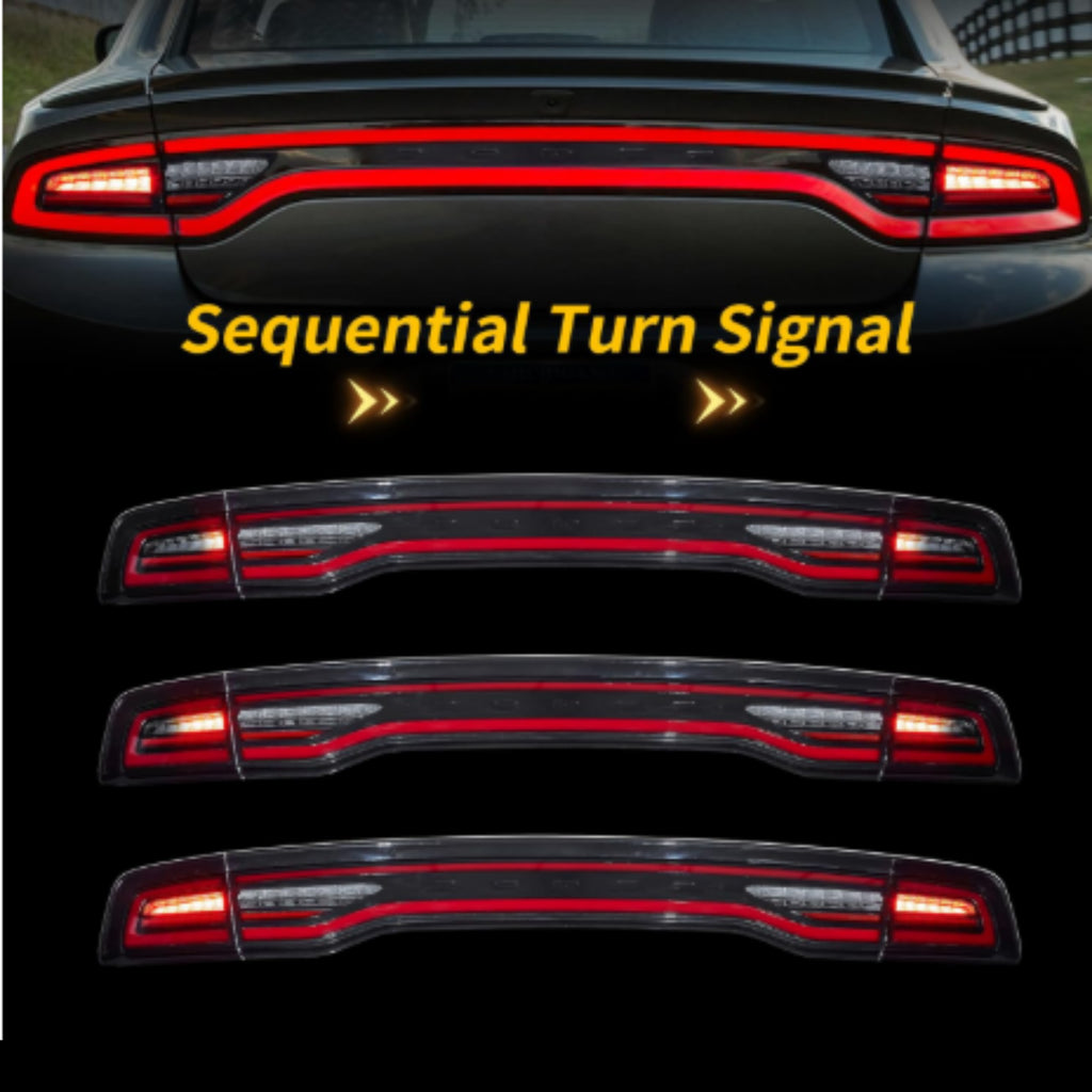 VLAND LED Tail Lights For Dodge Charger 2011-2014 7th Gen Pre Facelift, With Sequential Red Turn Signal & Startup Animation, Driver & Passenger Side